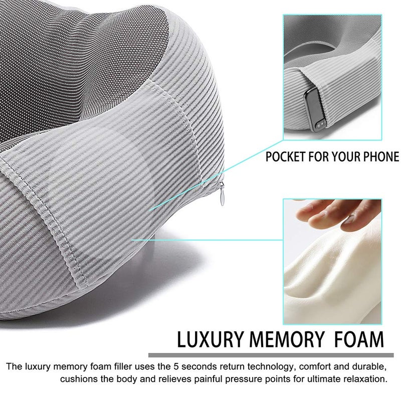 Umerci Travel Pillow, Memory Foam Neck Pillow with 360-Degree Head Support Comfortable Airplane Pillow with Storage Bag Lightweight Traveling Pillow for Sleeping, Car, Train, Bus and Home Use(Gray) - Image 4